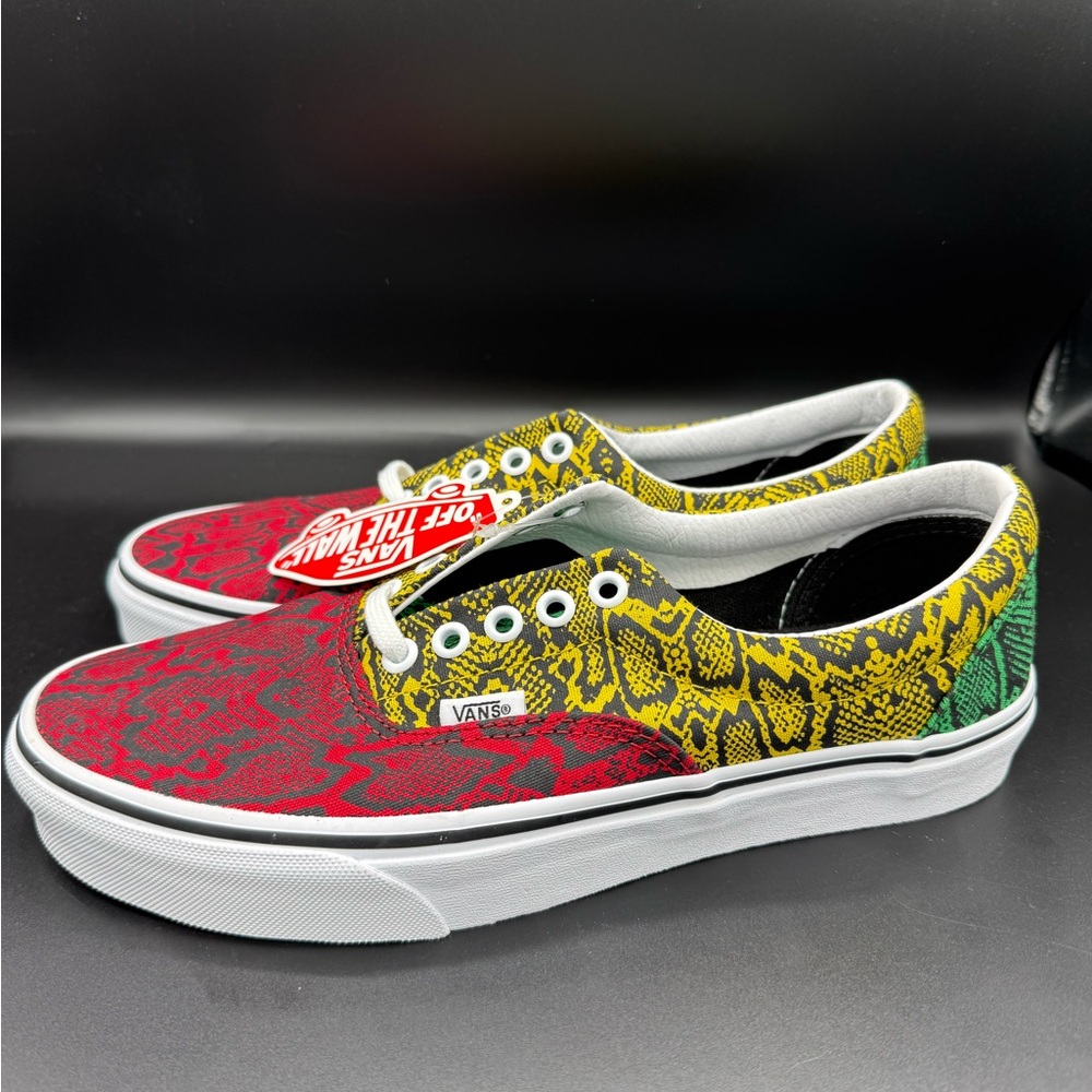 Vans Sneaker Women 9.5 Red Green Era Snake Python Rasta Low Top Lace Up Shoe NEW